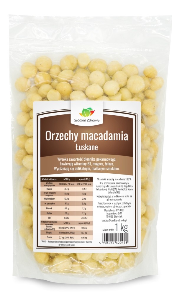 Orzechy macadamia - makadamia całe łuskane - 250g